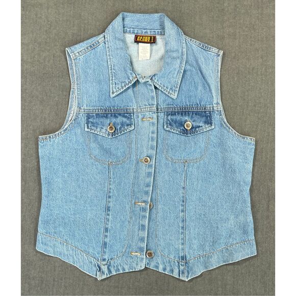 Faded Glory Jackets & Blazers - VTG Faded Glory Denim Vest Women M Light Wash Western Y2K Cotton Sleeveless
